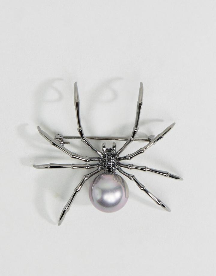 7x Halloween Spider Brooch - Silver