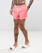 Asos Swim Shorts In Coral Short Length - Pink