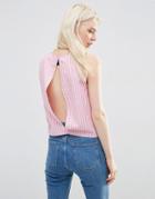 Asos Open Back Shell Top In Pink Stripe - Multi
