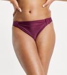 Wolf & Whistle Fuller Bust Exclusive High Leg Bikini Bottom With Knot Detail In Plum-purple