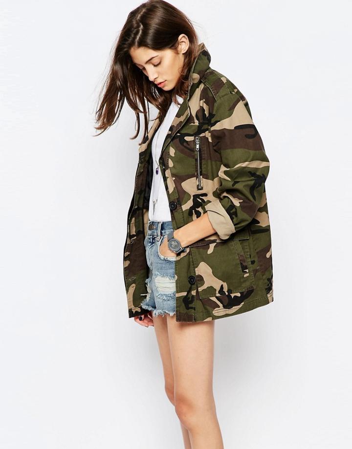 Asos Jacket In Camo Print - Multi