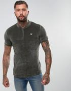 Intense Muscle T-shirt In Khaki Velour With Half Zip - Green