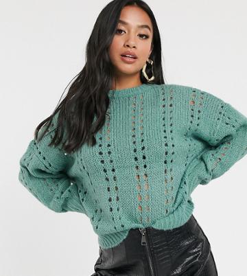 Vila Petite Sweater With Open Stitch-blues