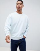 Asos Design Oversized Sweatshirt With Cut Out Neck Detail In Blue - Blue