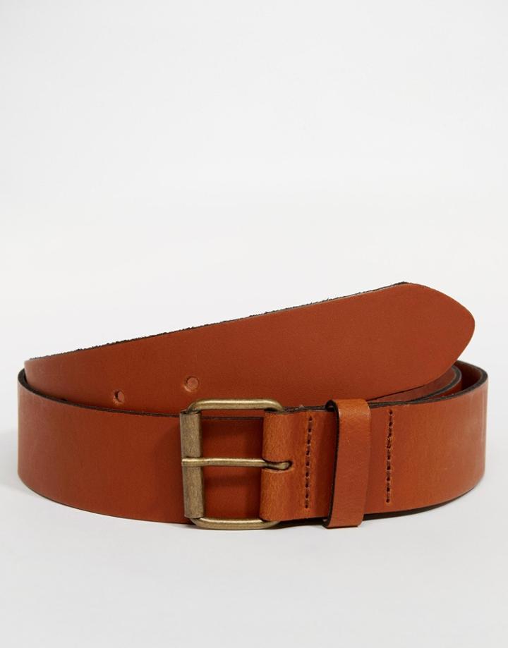 Asos Leather Belt In Tan - Tan