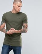 Asos Longline Muscle T-shirt With Logo In Green Marl - Green