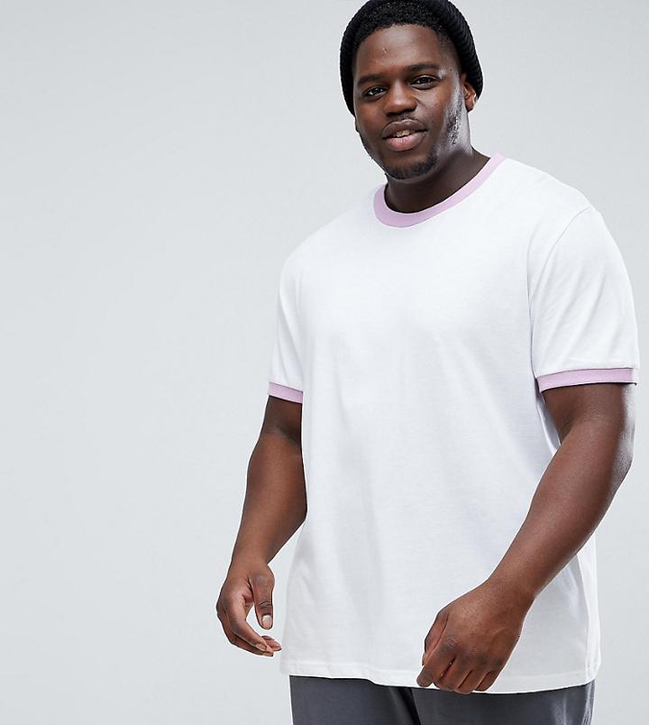 Liquor N Poker Plus Ringer T-shirt With Lilac - White