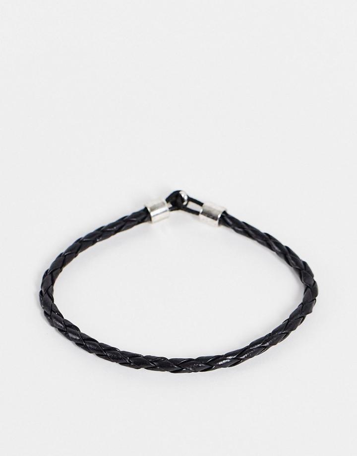 Bolongaro Trevor Leather Woven Bracelet-black