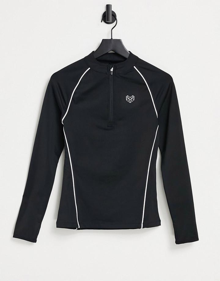 Pink Soda Sport Tanice 1/4 Zip Long Sleeve Top In Black-blues
