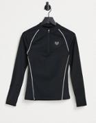 Pink Soda Sport Tanice 1/4 Zip Long Sleeve Top In Black-blues