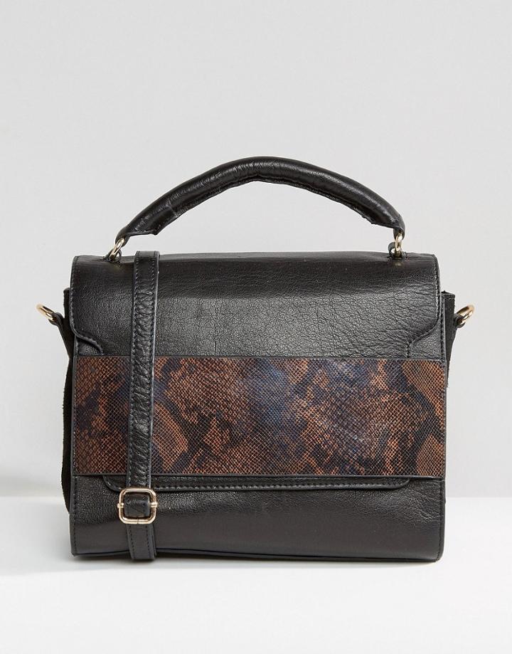 Urbancode Leather Grab Bag With Optional Shoulder Strap - Black