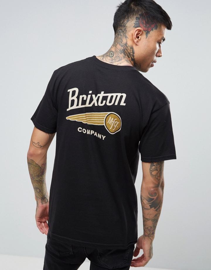 Brixton Maverick T-shirt With Back Print - Black