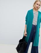 Asos Design Eco Oversize Cardigan In Fluffy Yarn - Green