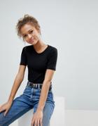 Brave Soul Valerie Rib T Shirt - Black