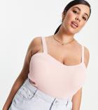 Asos Design Curve Knitted Cami With Sweetheart Neckline In Pink