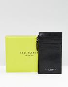 Ted Baker Stichs Cardholder & Zip Wallet In Leather - Black
