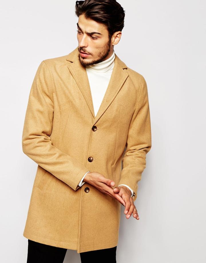 Stanley Adams Wool Rich Trench Slim Lapel Overcoat - Tan
