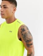 Asos 4505 Icon Running Sleeveless T-shirt With Step Hem And Mesh Panels-yellow
