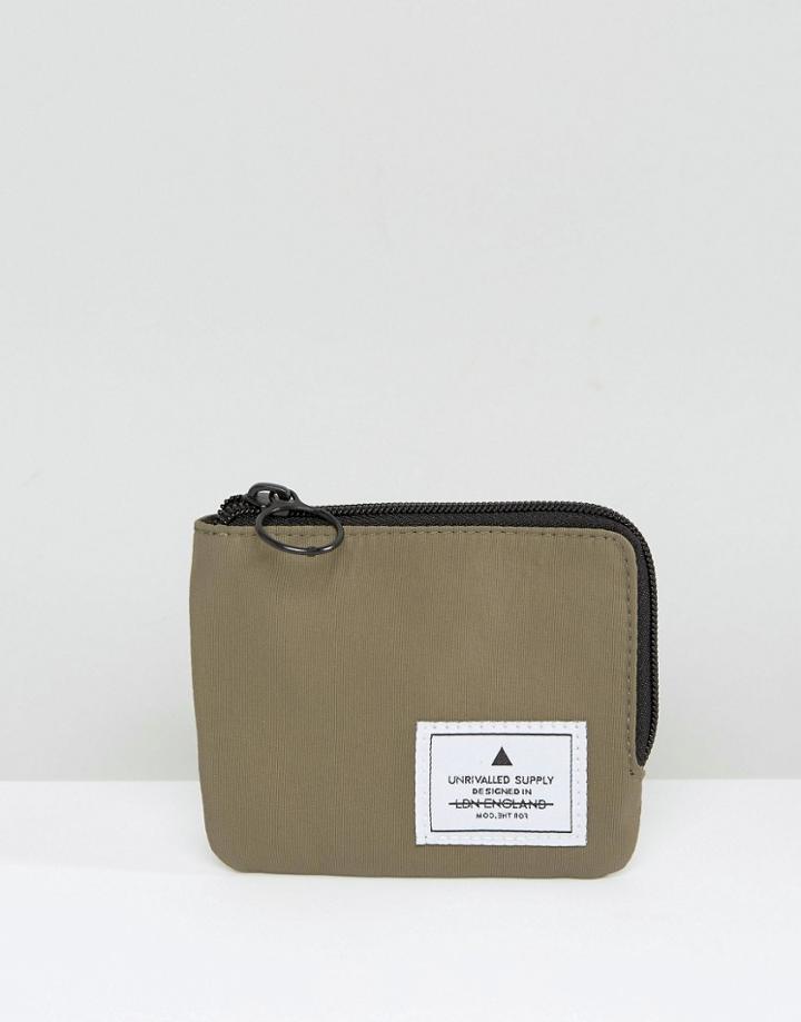 Asos Zip Around Wallet In Khaki - Green