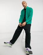 Asos Design 90s Oversized Fleece Shirt In Bright Green
