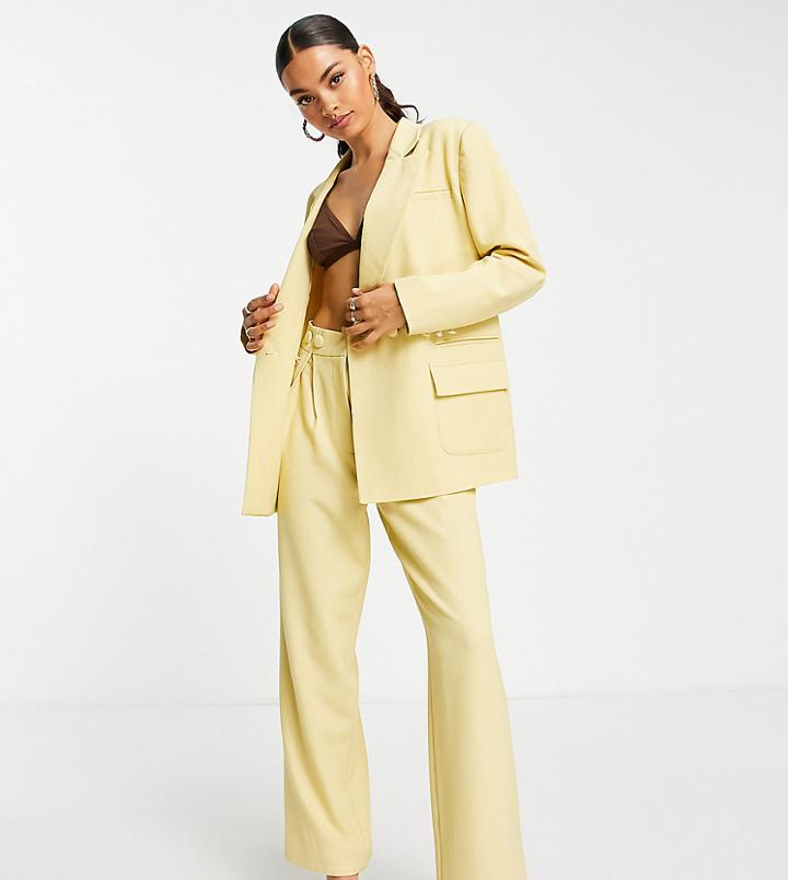 4th & Reckless Petite Oversized Tailored Blazer In Yellow - Part Of A Set