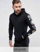 Majestic Yankees Hoodie With Sleeve Print Exclusive To Asos - Black