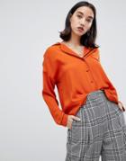 Asos Design Pyjama Style Shirt With Piping - Brown
