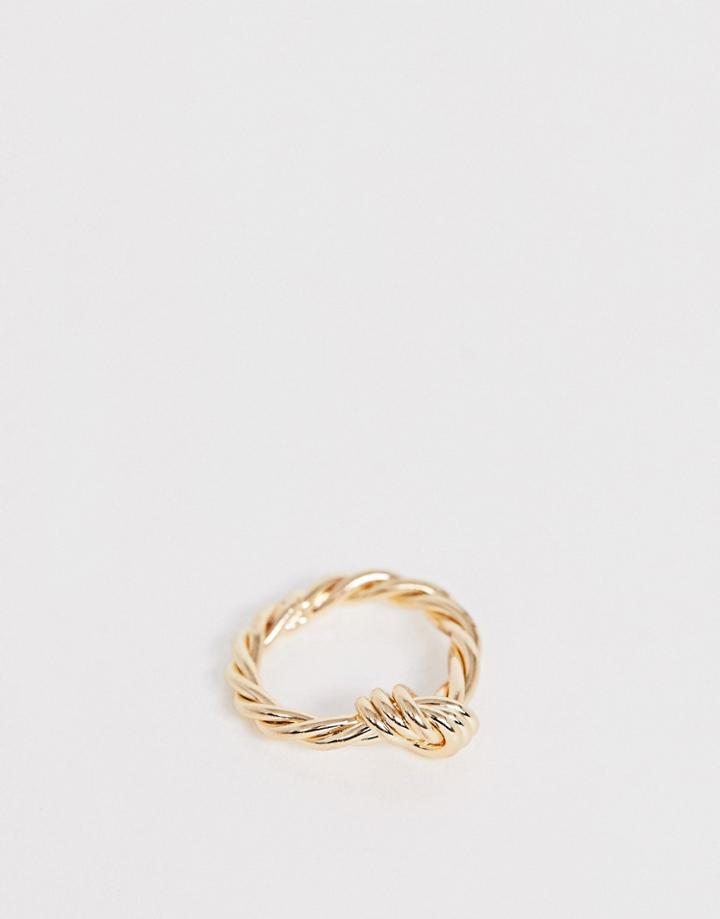 Asos Design Ring In Twist Knot Design In Gold Tone - Gold