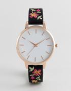 New Look Embroidered Strap Watch - Black
