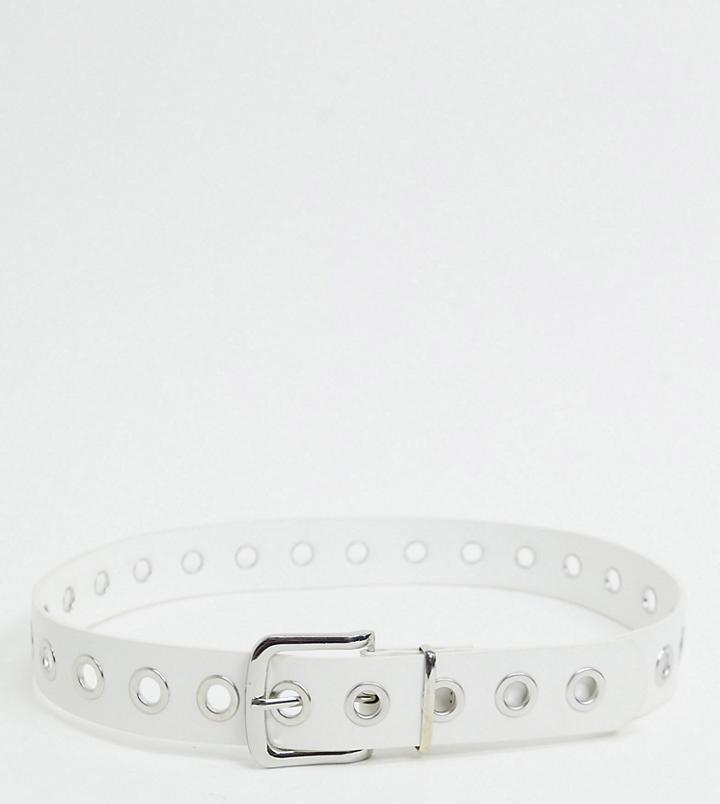 My Accessories London Exclusive Silver Eyelet Waist And Hip Jeans Belt In White