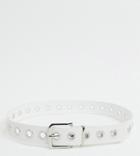 My Accessories London Exclusive Silver Eyelet Waist And Hip Jeans Belt In White