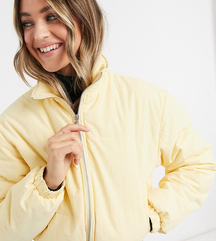 Reclaimed Vintage Inspired Cropped Puffer Jacket In Buttermilk-white