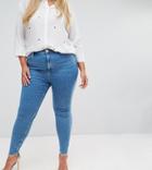 Asos Design Curve Ridley High Waist Skinny Jeans In Light Wash - Blue