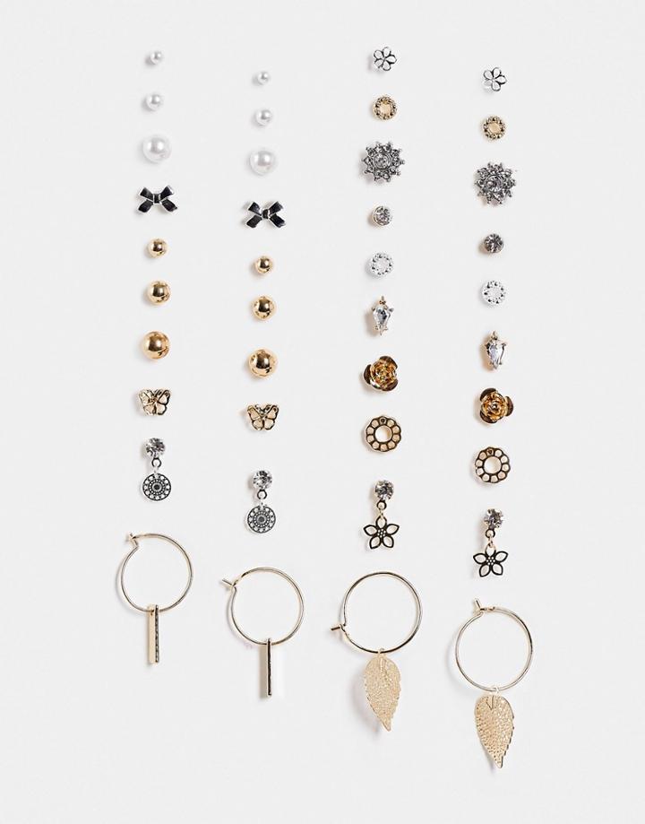 Aldo Groadia Pack Of 20 Earrings In Mixed Metallics-multi