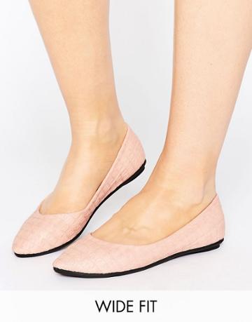 Lost Ink Wide Fit Pink Ballet Flats - Pink