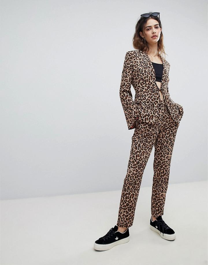 Unique 21 Cigarette Pants In Leopard Print Co-ord - Multi