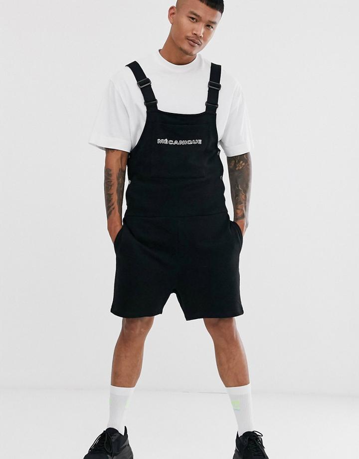 Asos Design Jersey Overalls In Pockets & Chest Print-gray