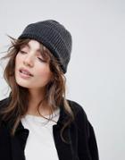 Asos Design Fisherman Rib Beanie In Recycled Polyester - Gray