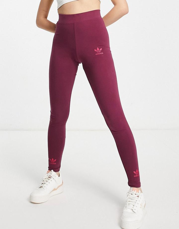 Adidas Originals Trefoil Logo Play Leggings In Crimson-red