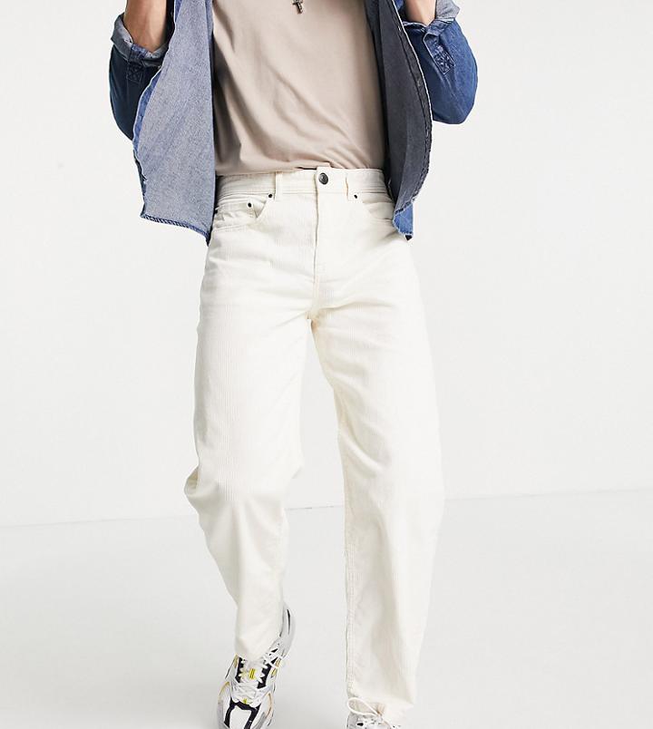 New Look Loose Cord Pants In Off White