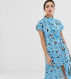 River Island Dress With Tie Waist In Blue - Blue