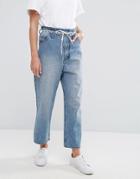 Cheap Monday High Rise Wide Leg Crop Jean With Lace Up Paperbag Waist - Blue