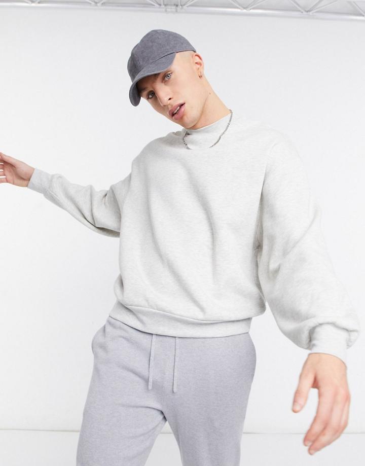River Island Oversized Sweatshirt In Gray-grey