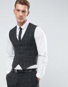 Only & Sons Slim Vest In Check Fleck - Gray