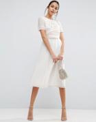 Asos Heavily Applique Crop Top Midi Dress - Cream