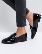 Hudson London Arianna Black Patent Loafers - Black