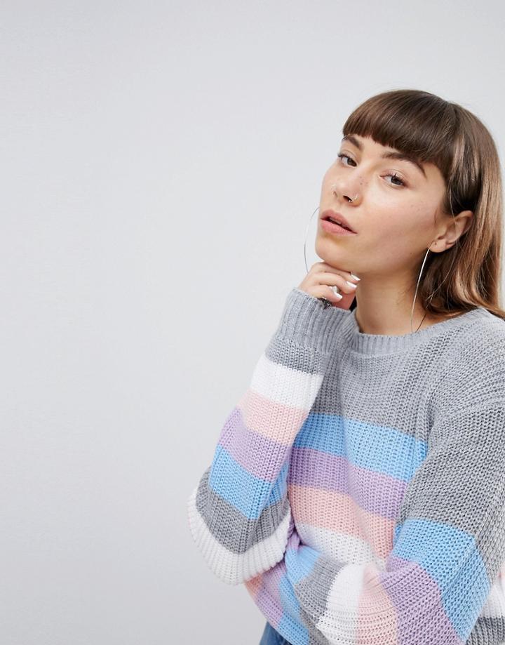 Daisy Street Relaxed Sweater In Stripe - Multi