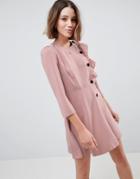 Asos Design Ultimate 40's Mini Tea Dress With Buttons - Beige