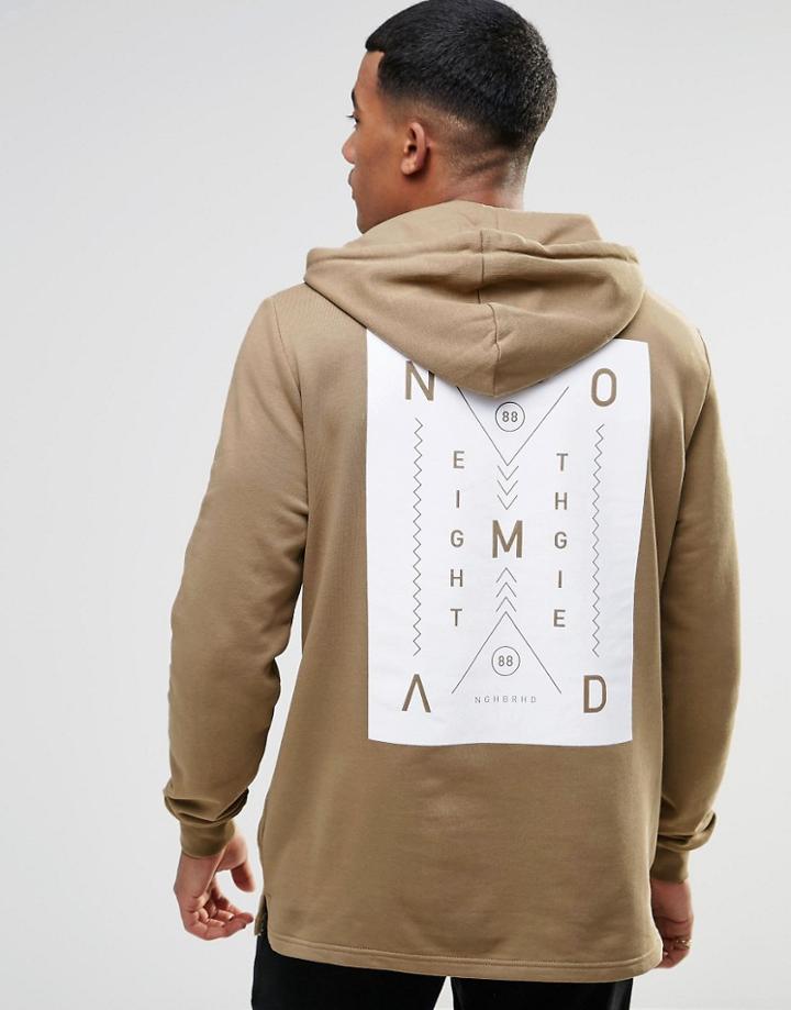Asos Hoodie With Nomad Chest & Back Print - Black