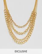 Reclaimed Vintage Inspired Multi Chain Necklace - Gold